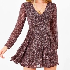 Urban Outfitters Long Sleeve V-neck Floral Dress